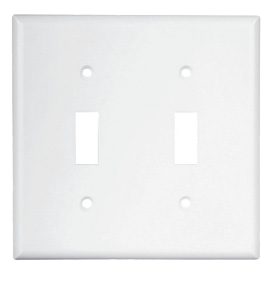 2 Gang Toggle Wall Plate, Standard Size, White