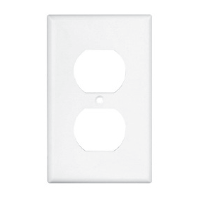 1 Gang Duplex Receptacle Wall Plate, Standard Size, White
