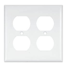 2 Gang Duplex Receptacle Wall Plate, Standard Size, White