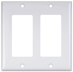 2 Gang Decorative/GFCI Wall Plate, Standard Size, White