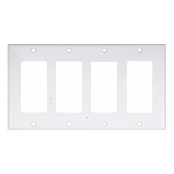 4 Gang Decorative/GFCI Wall Plate, Standard-Size, White
